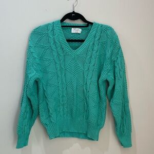 United Colors Of Benetton Cotton Cable Knit V-Neck Sweater